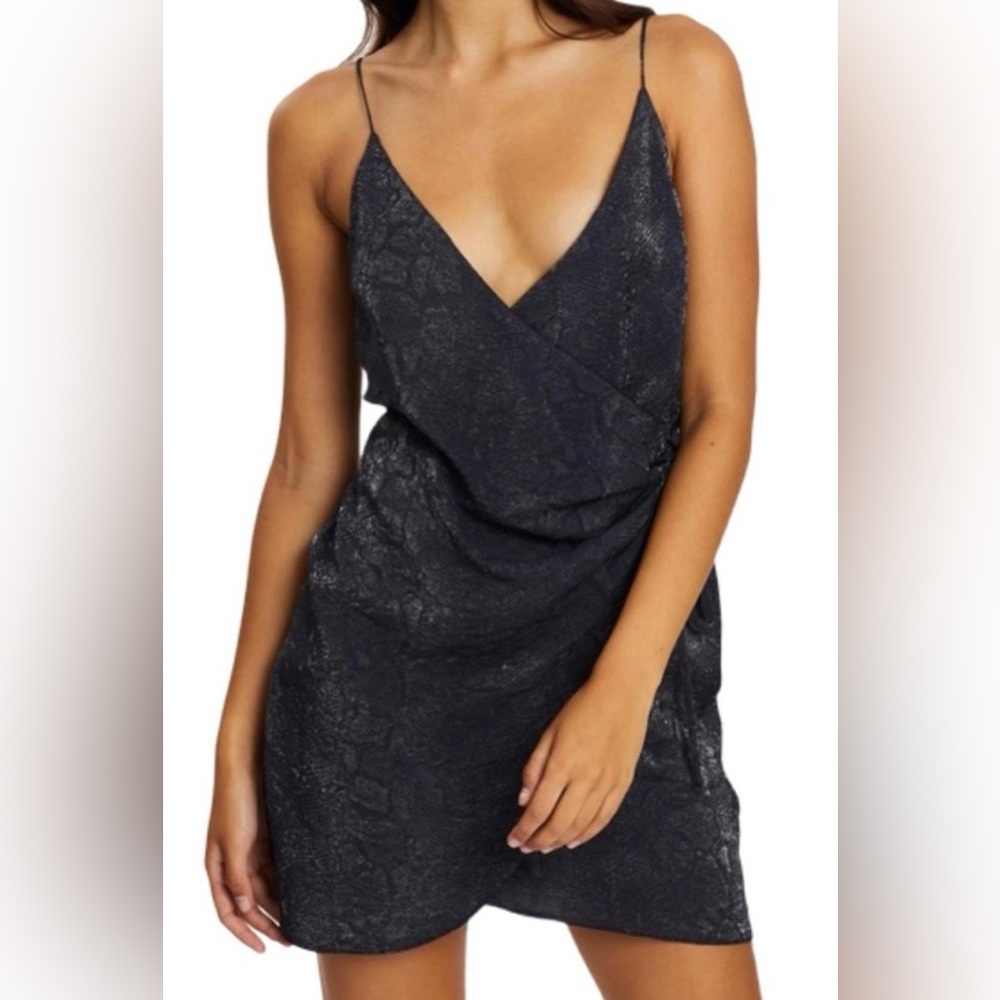 Topshop black snake wrap mini dress